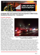 Line of Duty Death Report F202111 Firefighter Dies and Lieutenant Seriously Injured at a MultiFamily Residential Structure Fire  Connecticut
