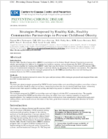 Strategies Used by Healthy Kids Healthy Communities Partnerships to Prevent Childhood Obesity