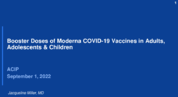Booster doses of Moderna COVID19 vaccines in adults adolescents  children