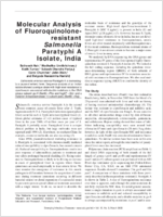 Molecular Analysis of Fluoroquinoloneresistant Salmonella Paratyphi A Isolate India
