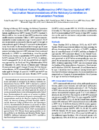 Use of 9Valent Human Papillomavirus HPV Vaccine Updated HPV Vaccination Recommendations of the Advisory Committee on Immunization Practices