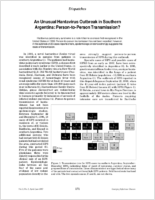 An Unusual Hantavirus Outbreak in Southern Argentina PersontoPerson Transmission Hantavirus Pulmonary Syndrome Study Group for Patagonia