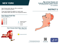 NY Congressional District 05 Heart Disease and Federally Qualified Health Centers Map 119th Congress