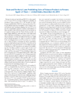 State and Territorial Laws Prohibiting Sales of Tobacco Products to Persons Aged 21 Years  United States December 20 2019