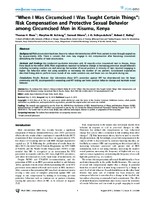 When I Was Circumcised I Was Taught Certain Things Risk Compensation and Protective Sexual Behavior among Circumcised Men in Kisumu Kenya