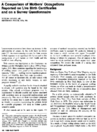 A comparison of mothers occupations reported on live births certificates and on a survey questionnaire
