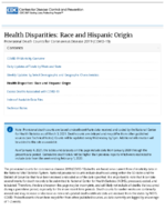 Health Disparities Race and Hispanic Origin Provisional Death Counts for Coronavirus Disease 2019 COVID19 March 3 2021