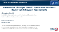 An Overview of Budget Period 3 Operational Readiness Review ORR Program Requirements