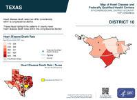 TX Congressional District 10 Heart Disease and Federally Qualified Health Centers Map 119th Congress