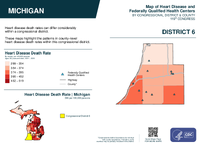 MI Congressional District 06 Heart Disease and Federally Qualified Health Centers Map 119th Congress