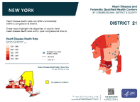NY Congressional District 21 Heart Disease and Federally Qualified Health Centers Map 118th Congress