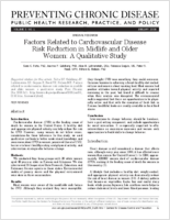 Factors Related to Cardiovascular Disease Risk Reduction in Midlife and Older Women A Qualitative Study