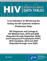 Core Indicators for Monitoring the Ending the HIV Epidemic Initiative Preliminary Data HIV Diagnoses and Linkage to HIV Medical Care 2019 and 2020 Reported through September 2020 and Preexposure Prophylaxis PrEP 2018 Updated 2019 and 2020 Reported through June 2020