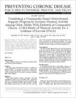 Translating a CommunityBased Motivational Support Program to Increase Physical Activity Among Older Adults With Diabetes at Community Clinics A Pilot Study of Physical Activity for a Lifetime of Success PALS