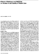 Effects Of Medicare And Medicaid On Access To And Quality Of Health Care