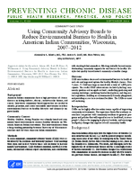 Using Community Advisory Boards to Reduce Environmental Barriers to Health in American Indian Communities Wisconsin 20072012