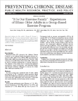 It Is Our Exercise Family Experiences of Ethnic Older Adults in a GroupBased Exercise Program