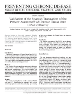 Validation of the Spanish Translation of the Patient Assessment of Chronic Illness Care PACIC Survey