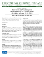 Successes and Challenges in Implementation of Radon Control Activities in Iowa 20102015