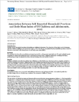 Association Between SelfReported Household Practices and Body Mass Index of US Children and Adolescents 2005