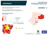 AR Congressional District 02 Heart Disease and Federally Qualified Health Centers Map 118th Congress