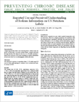 Reported Use and Perceived Understanding of Sodium Information on US Nutrition Labels