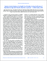 Update  Interim Guidance for Health Care Providers Caring for Women of Reproductive Age with Possible Zika Virus Exposure  United States 2016