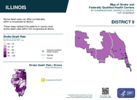 IL Congressional District 09 Stroke and Federally Qualified Health Centers Map 119th Congress
