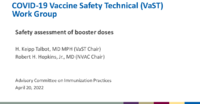 COVID19 Vaccine Safety Technical VaST Work Group  safety assessment of booster doses