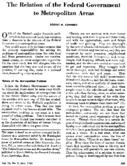 The relation of the Federal Government to metropolitan areas