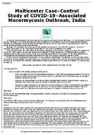 Multicenter CaseControl Study of COVID19Associated Mucormycosis Outbreak India