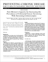 New Mexicos Capacity for Increasing the Prevalence of Colorectal Cancer Screening With Screening Colonoscopies