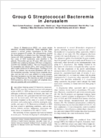 Group G Streptococcal Bacteremia in Jerusalem