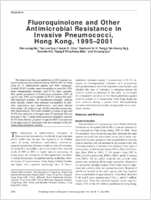 Fluoroquinolone and Other Antimicrobial Resistance in Invasive Pneumococci Hong Kong 19952001