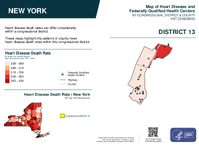 NY Congressional District 13 Heart Disease and Federally Qualified Health Centers Map 119th Congress