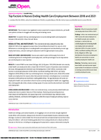 Top Factors in Nurses Ending Health Care Employment Between 2018 and 2021
