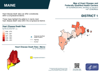 ME Congressional District 01 Heart Disease and Federally Qualified Health Centers Map 119th Congress