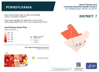 PA Congressional District 07 Heart Disease and Federally Qualified Health Centers Map 118th Congress