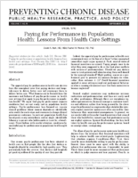 Paying for Performance in Population Health Lessons From Health Care Settings