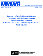 Summary of Notifiable Noninfectious Conditions and Disease Outbreaks Surveillance Data Published Between April 1 2016 and January 31 2017 United States
