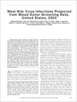 West Nile Virus Infections Projected from Blood Donor Screening Data United States 2003