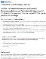 Interim Infection Prevention and Control Recommendations for Patients with Suspected or Confirmed Coronavirus Disease 2019 COVID19 in Healthcare Settings March 19 2020