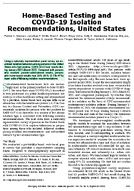 HomeBased Testing and COVID19 Isolation Recommendations United States