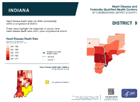 IN Congressional District 09 Heart Disease and Federally Qualified Health Centers Map 118th Congress
