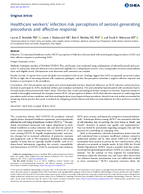 Healthcare Workers Infection Risk Perceptions of AerosolGenerating Procedures and Affective Response