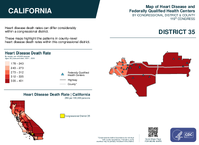 CA Congressional District 35 Heart Disease and Federally Qualified Health Centers Map 119th Congress
