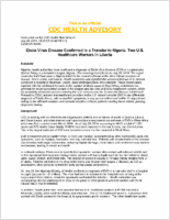 Ebola Virus Disease Confirmed in a Traveler to Nigeria Two US Healthcare Workers in Liberia July 28 2014 1630 ET 430 PM ET