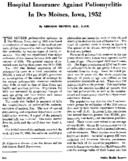 Hospital insurance against poliomyelitis in Des Moines Iowa 1952