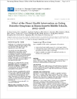 Effect of the Planet Health Intervention on Eating Disorder Symptoms in Massachusetts Middle Schools 20052008