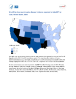 West Nile virus neuroinvasive disease incidence reported to ArboNET by state United States 2004